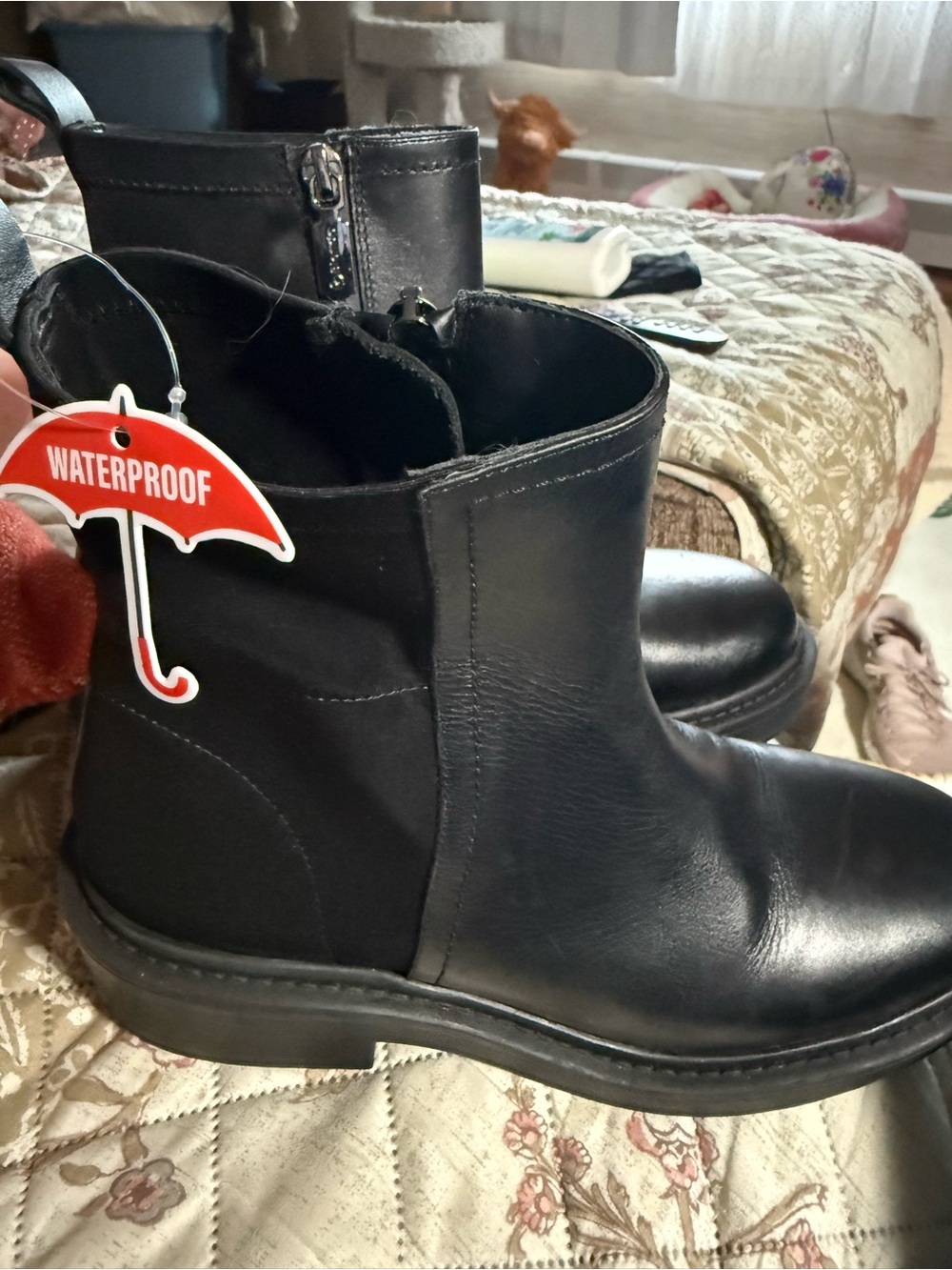 Blondo Waterproof Black Leather Ankle Boots. Waterproof